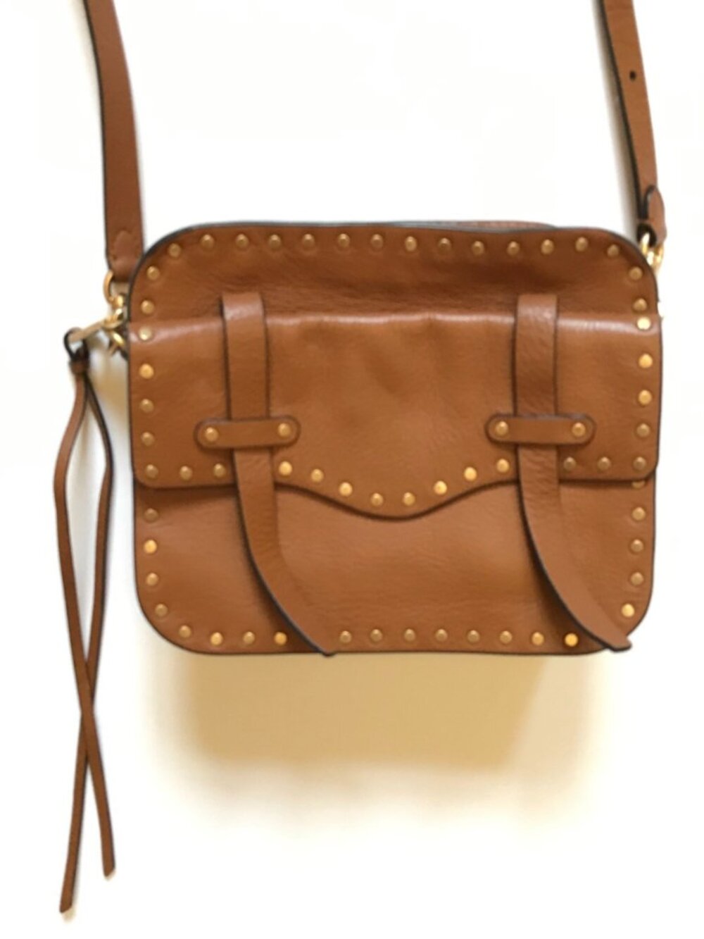 Rebecca Minkoff Nanine Crossbody Shoulder Bag Purse Womens Brown Leather Studded - Picture 2 of 13